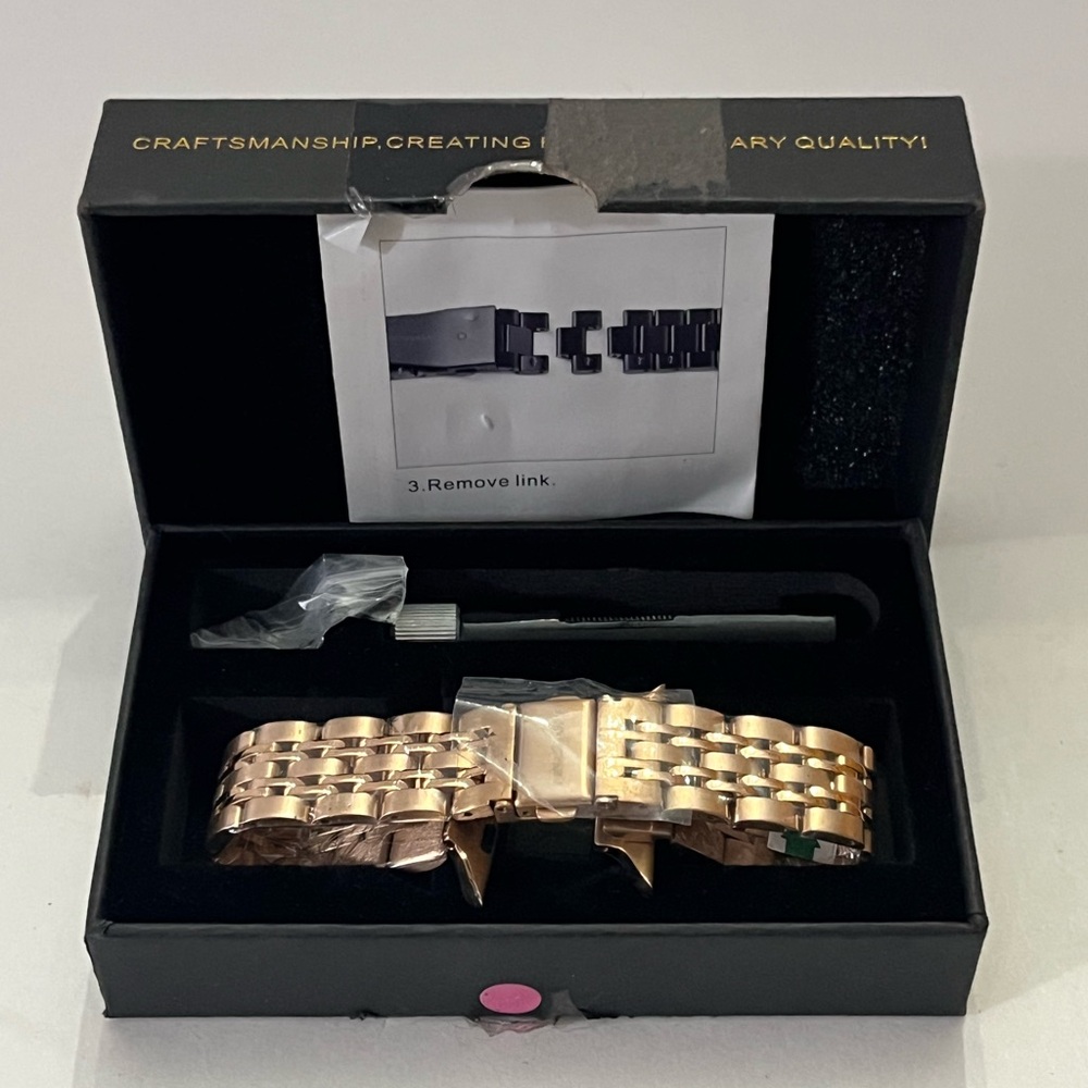 FiNESTONE Rose Gold Band for Apple Watch, Stainless Steel Band 42/44mm